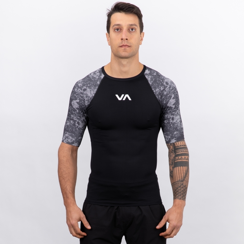 Lycra Rvca Manga Curta Surf X Defer Preto