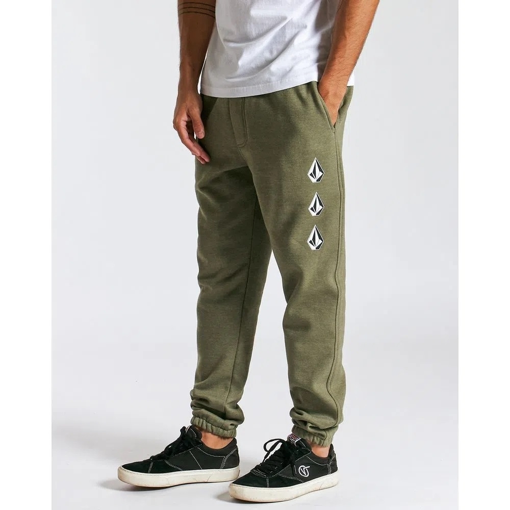 Calça Volcom Moletom Iconic Stone Mescla Verde